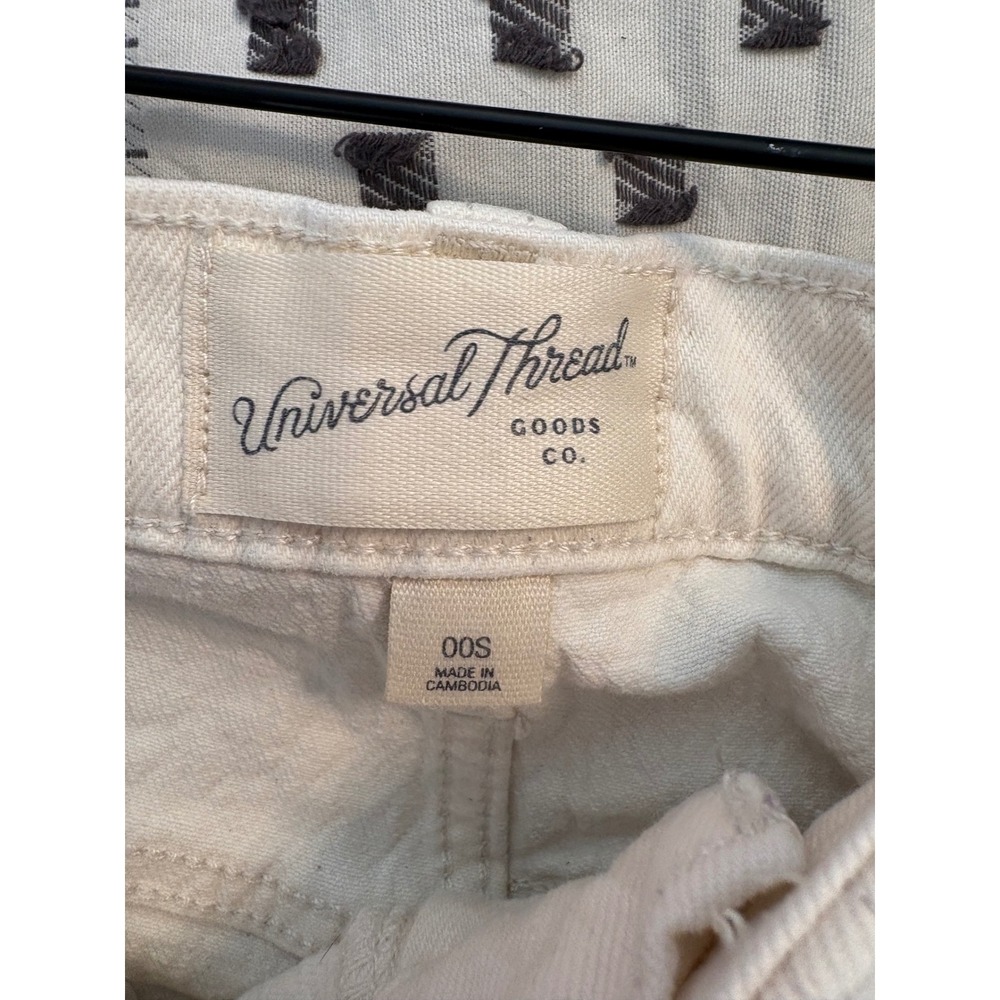 Universal Thread Women 00 S Cream Vintage Straight‎ Ripped High Rise Jeans - Picture 5 of 6